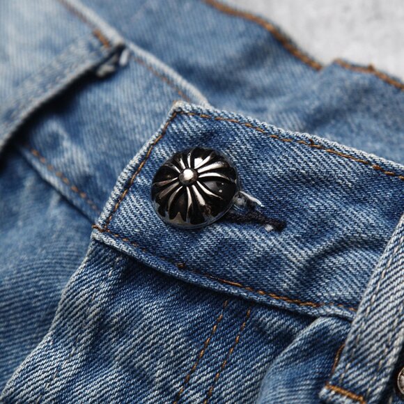 Chrome Heart Leather Patch Jeans - Picture 9 of 10
